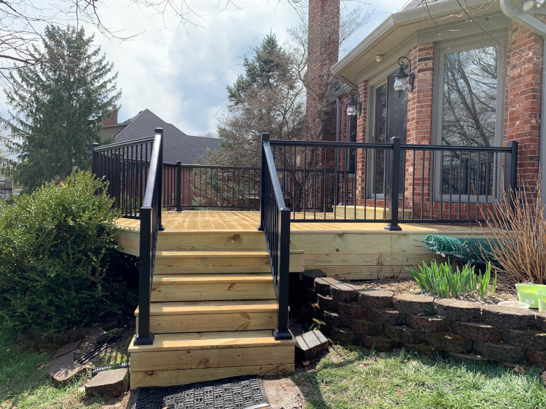 Wood Treated Lumber Deck with Railing